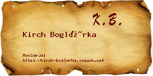 Kirch Boglárka névjegykártya